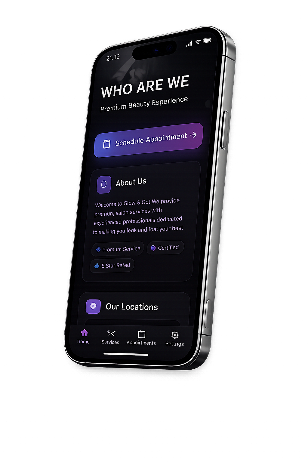SalonApp mobile app preview